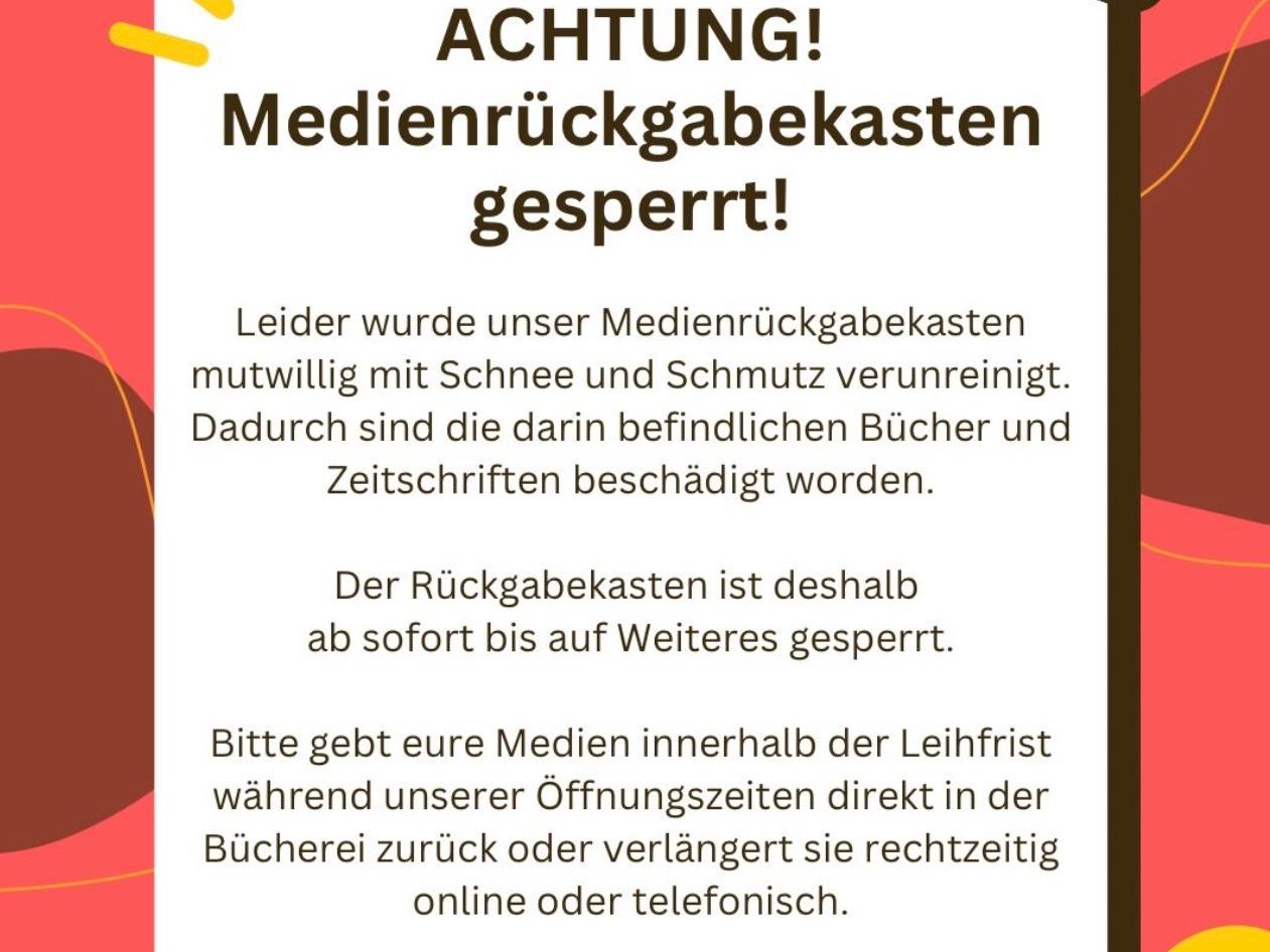 2026-02-10-Warnschild Medienrückgabekasten